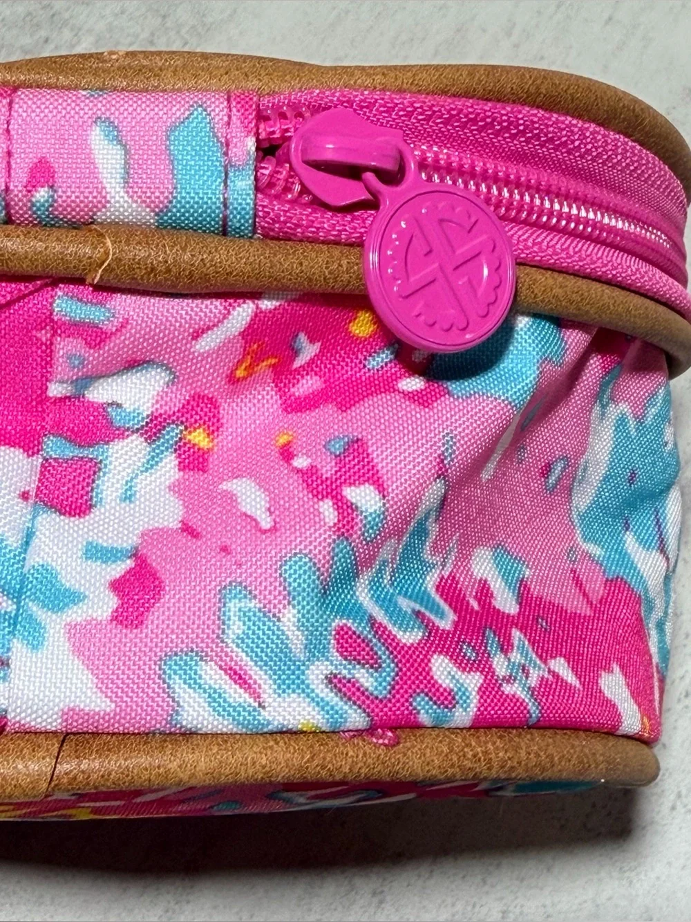 Simply Southern Pink Floral Cosmetic Pouch with Multicolor Accents